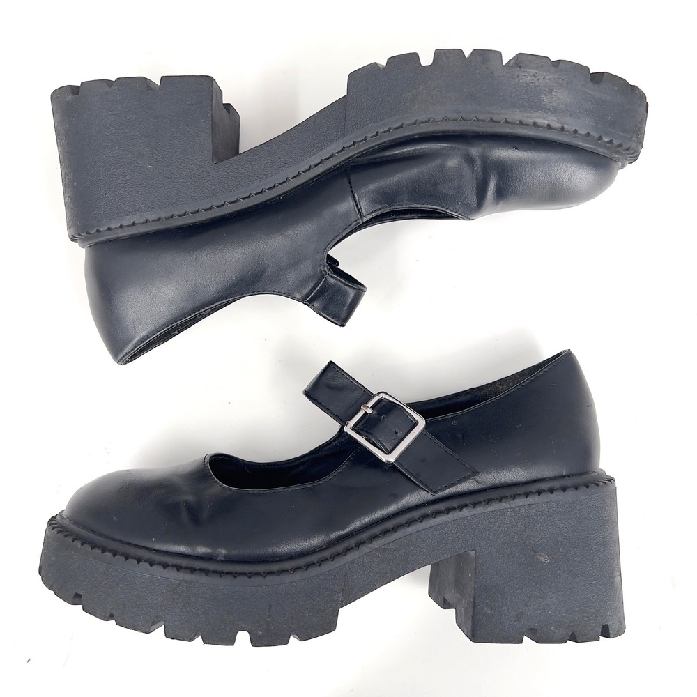 Madden Girl G-Treble Womens 9.5 Black Chunky Platform Mary Jane Lug Sole Bratz